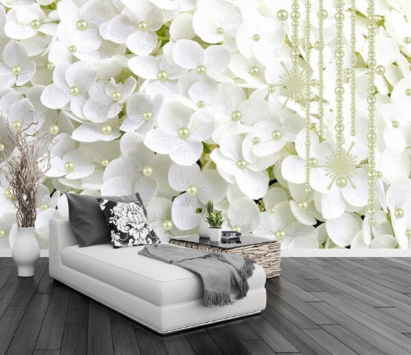 Wall murals White petals adorned with pearls (SKU: u34562) Wall murals Wall murals White petals adorned with pearls (SKU: u34562)