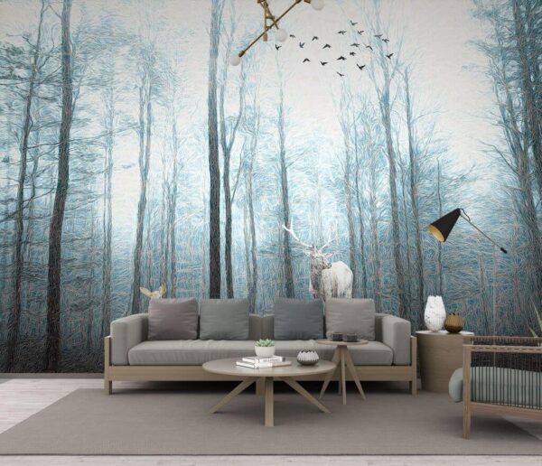 Deer in the woods Wall murals Deer in the woods