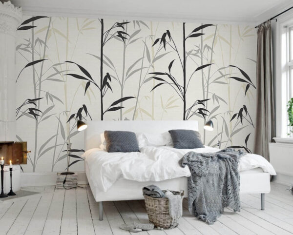 Wallpaper with black leaves Wall murals Wallpaper with black leaves