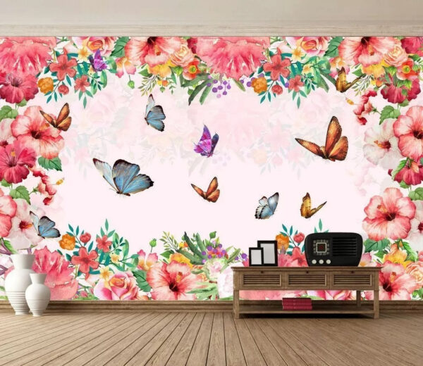 Group of butterflies and flowers Wall murals Group of butterflies and flowers