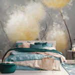 Wall mural Fluffy dandelions in soft light