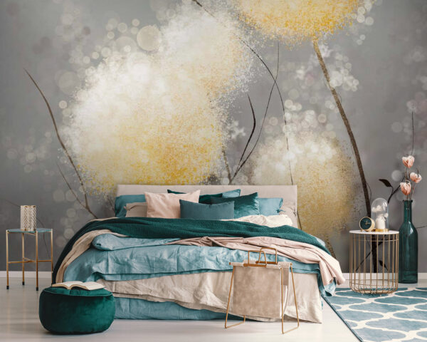 Wall mural Fluffy dandelions in soft light