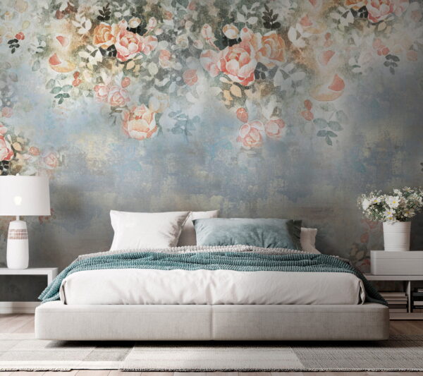 Painting of flowers and leaves Wall murals Painting of flowers and leaves