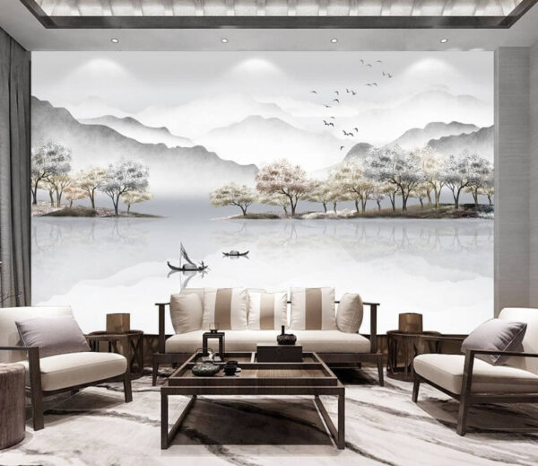 Birds flying over trees Wall murals Birds flying over trees
