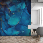 Wall murals Azure veined with luminous trails.
