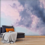 Wall murals Cloudy sky with pink and blue clouds