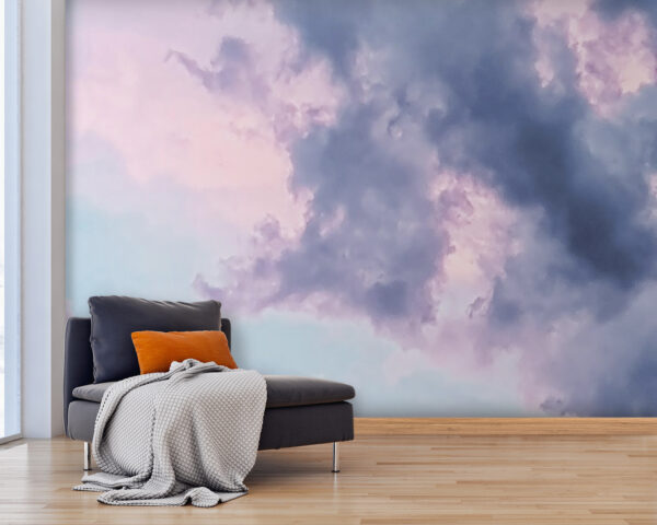 Cloudy sky with pink and blue clouds Wall murals Cloudy sky with pink and blue clouds