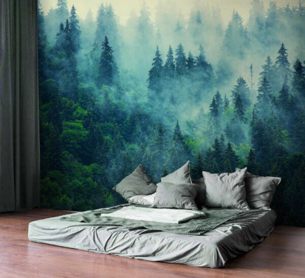 Group of trees in the fog Wall murals Group of trees in the fog