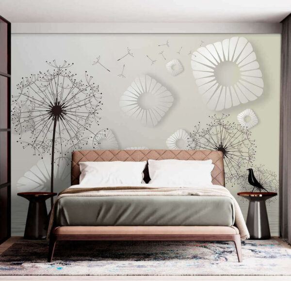 White circular design on a white surface Wall murals White circular design on a white surface