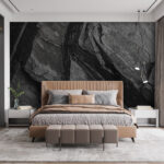 Wall murals Textured rock surface with layers