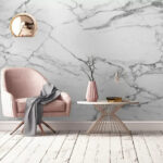 Wall murals White marble with dark veins.
