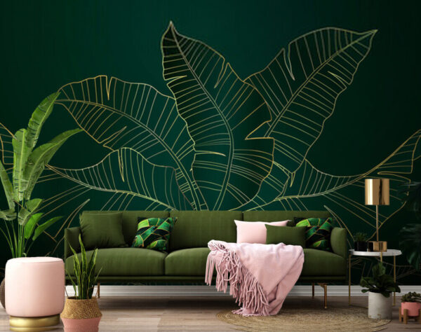 Soft leaves against a dark backdrop Wall murals Soft leaves against a dark backdrop
