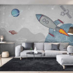 Wall murals Drawing of a rocket ship