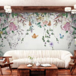 Wall murals Butterflies flutter amidst blooming paradise