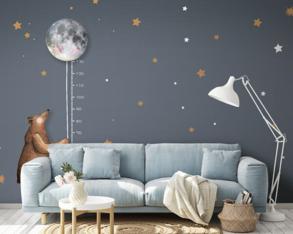 Moon with a face drawn on it Wall murals Moon with a face drawn on it