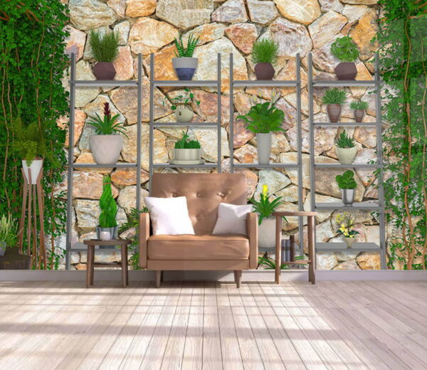 Group of plants on shelves Wall murals Group of plants on shelves