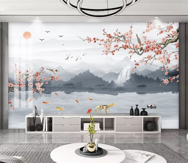 Pink circle on a white background Wall murals Pink circle on a white background