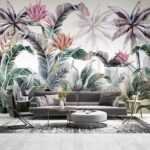 Wall murals Tropical paradise with lush foliage.