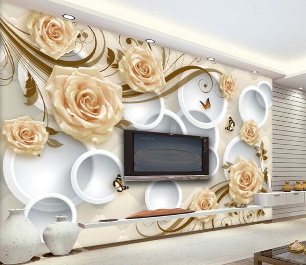 Wallpaper with roses and butterflies Wall murals Wallpaper with roses and butterflies