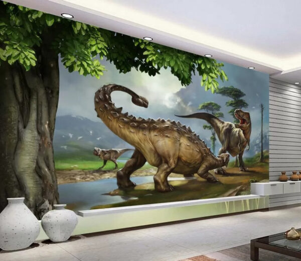Large dinosaur with long horns and long tail Wall murals Large dinosaur with long horns and long tail