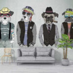 Wall murals Dog wearing a vest and tie
