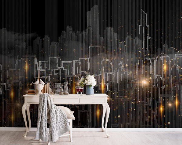 Drawing of a city Wall murals Drawing of a city