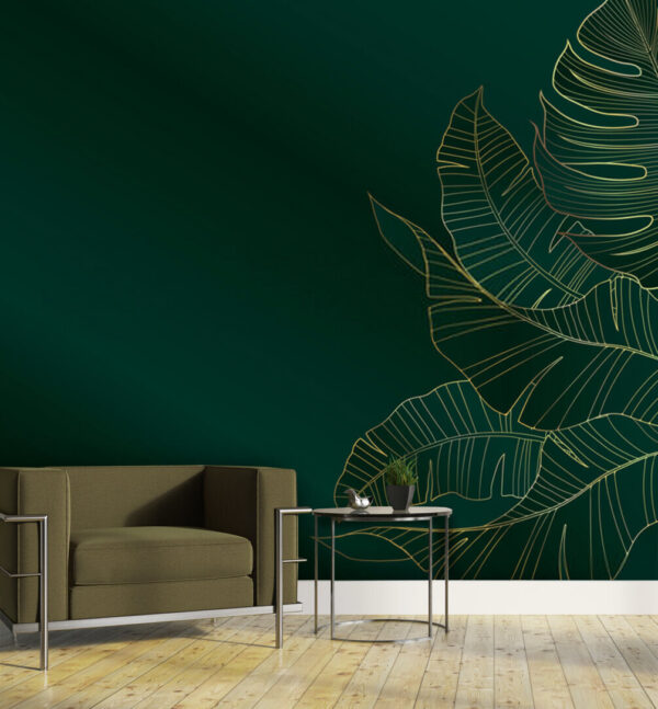 Elegant leaves on dark background Wall murals Elegant leaves on dark background