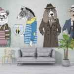 Wall murals Wall with animal heads