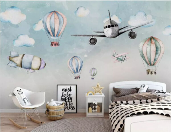 Blue and white blimp Wall murals Blue and white blimp