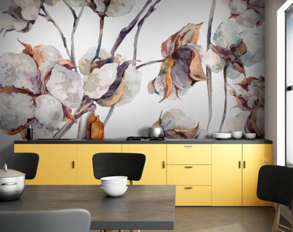 Pattern of cotton flowers Wall murals Pattern of cotton flowers