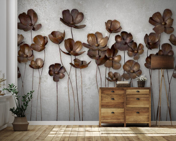 Group of brown flowers Wall murals Group of brown flowers