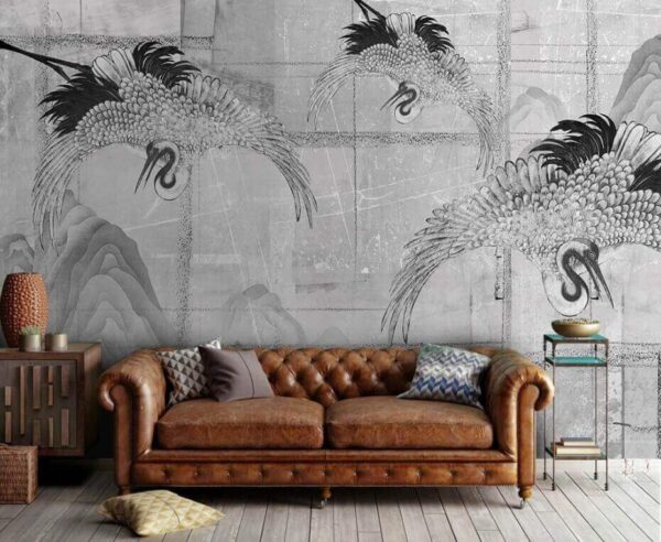 Wall murals Black and white image of birds (SKU: u25455) Wall murals Wall murals Black and white image of birds (SKU: u25455)