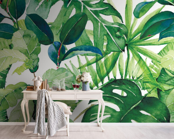 Lush leaves in vibrant colors Wall murals Lush leaves in vibrant colors