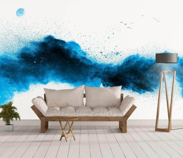 Wall murals Blue powder explosion on a white background