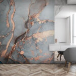 Wall murals Abstract Copper Streams in Blue