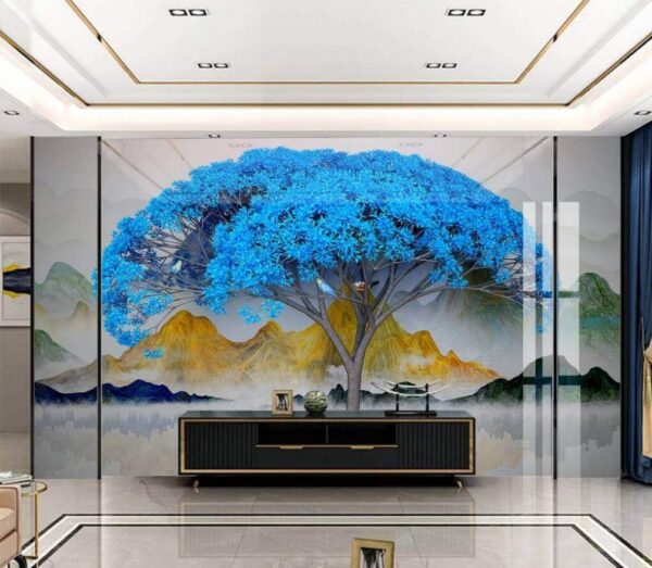 Tree with blue leaves Wall murals Tree with blue leaves