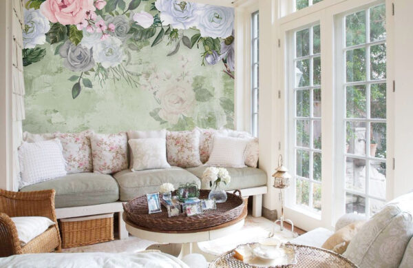Floral elegance on a soft backdrop Wall murals Floral elegance on a soft backdrop