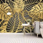 Wall murals Intricate leaf patterns in dark background