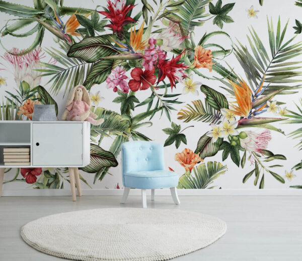 Wall murals Pattern of flowers and leaves