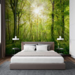 Wall murals Sun shining through the trees