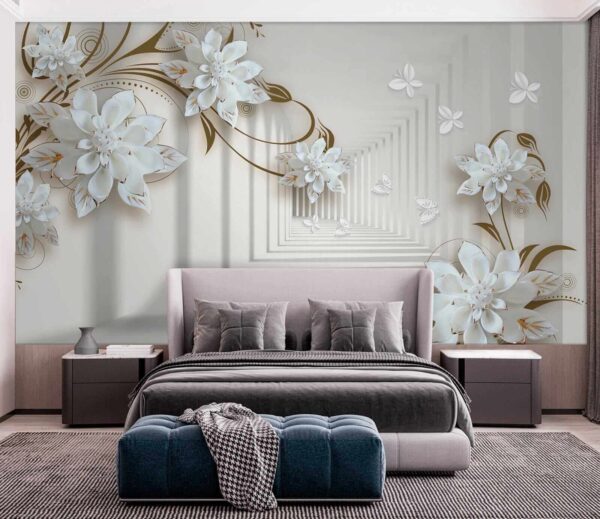 Wall mural Wall mural White flower on a plate (SKU: u21861)