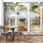 Wall murals Scenic view through arched doors