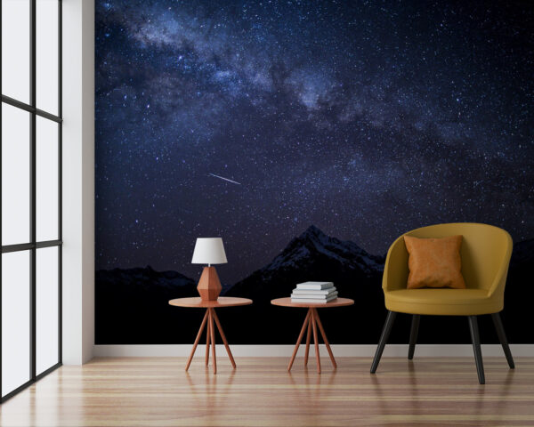 Mountain with snow and stars in the sky Wall murals Mountain with snow and stars in the sky
