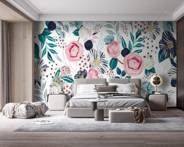 Wall murals Pattern of flowers and leaves