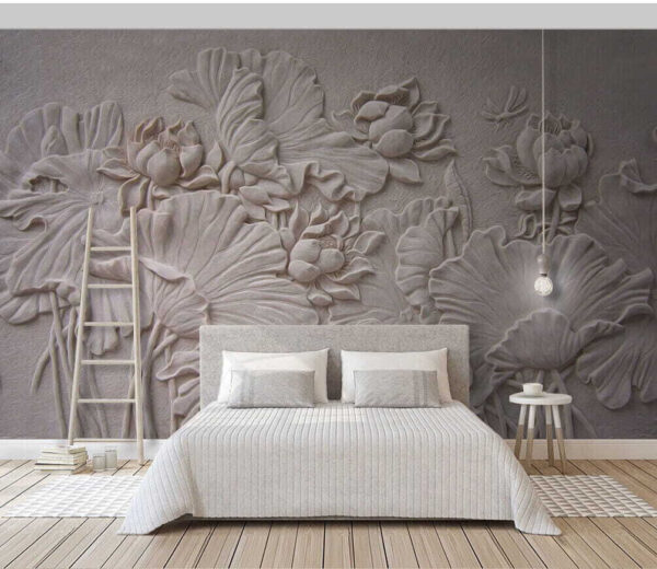 Intricate floral stone relief artwork Wall murals Intricate floral stone relief artwork