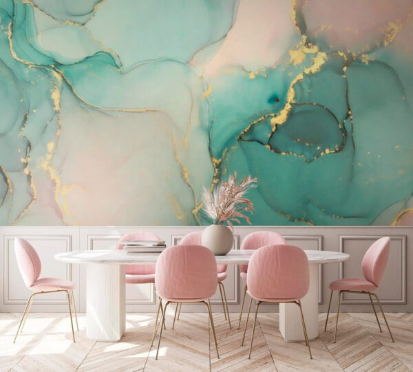 Abstract pastel art with fluid shapes Wall murals Abstract pastel art with fluid shapes