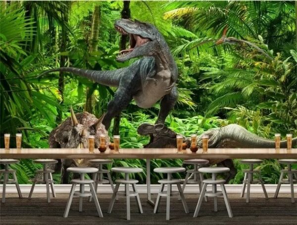 Group of dinosaurs in a forest Wall murals Group of dinosaurs in a forest