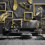 Wall murals Elegant foliage in stylish metallic frames
