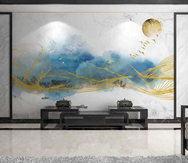 Painting of waves and birds Wall murals Painting of waves and birds