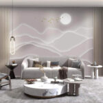 Wall murals Group of birds flying over mountains